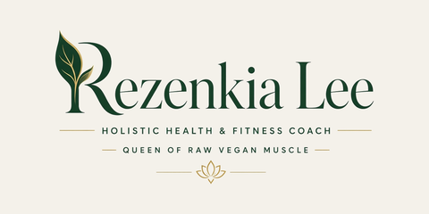 Rezenkia Lee evergreen coaching wordmark with gold botanical detail on an ivory background.