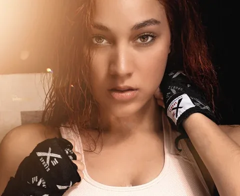 Boxing portrait with a warm flare of light