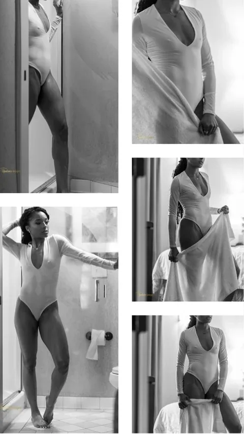 Five black and white portraits arranged as a contact sheet