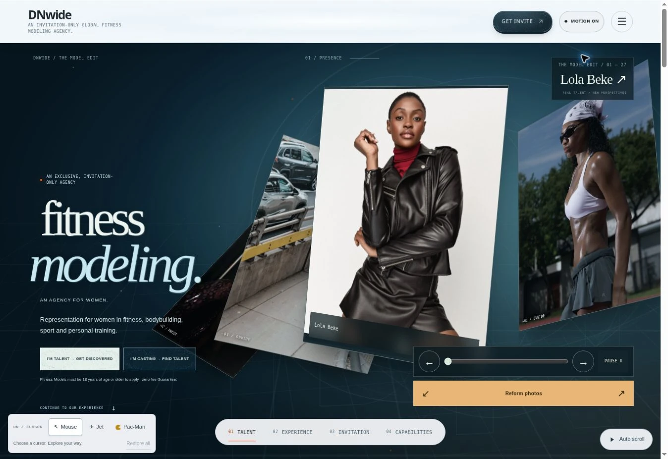 The DNWide fitness model management and commercial casting website.